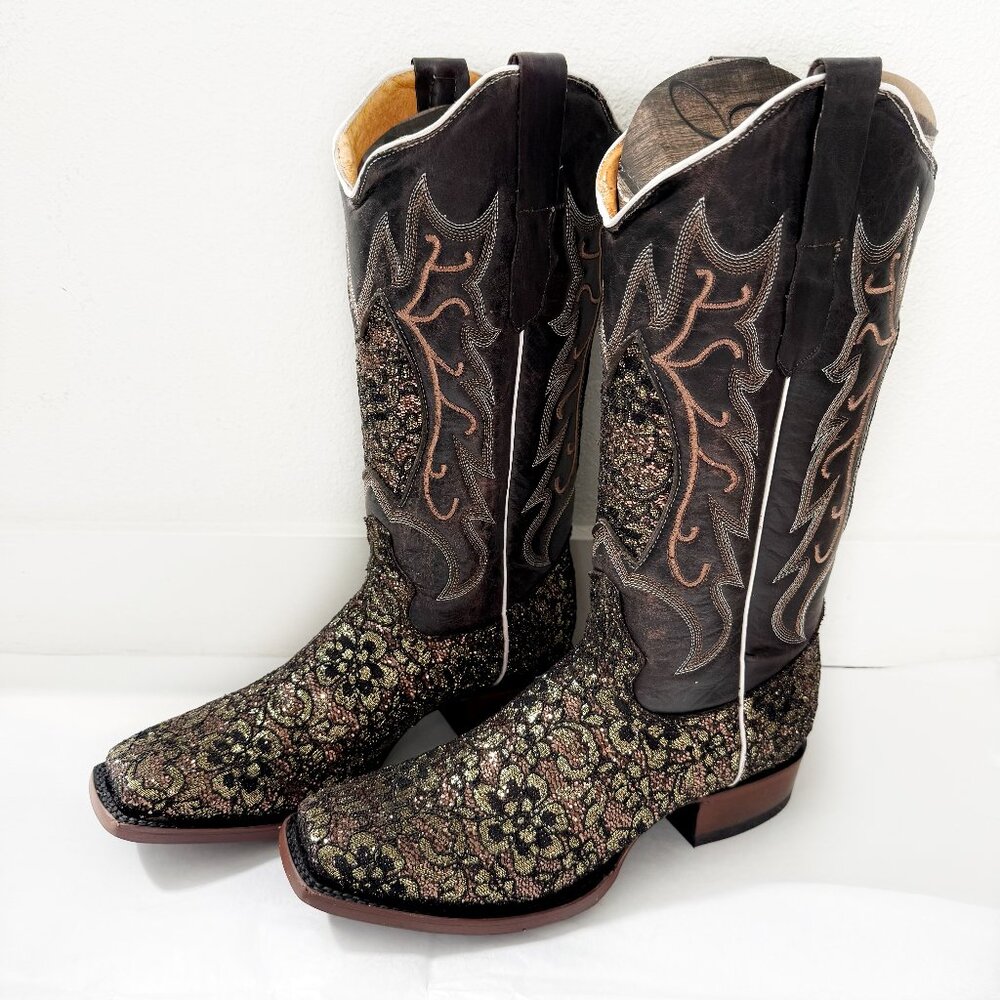 Elegant Black and Brown Heeled Boots